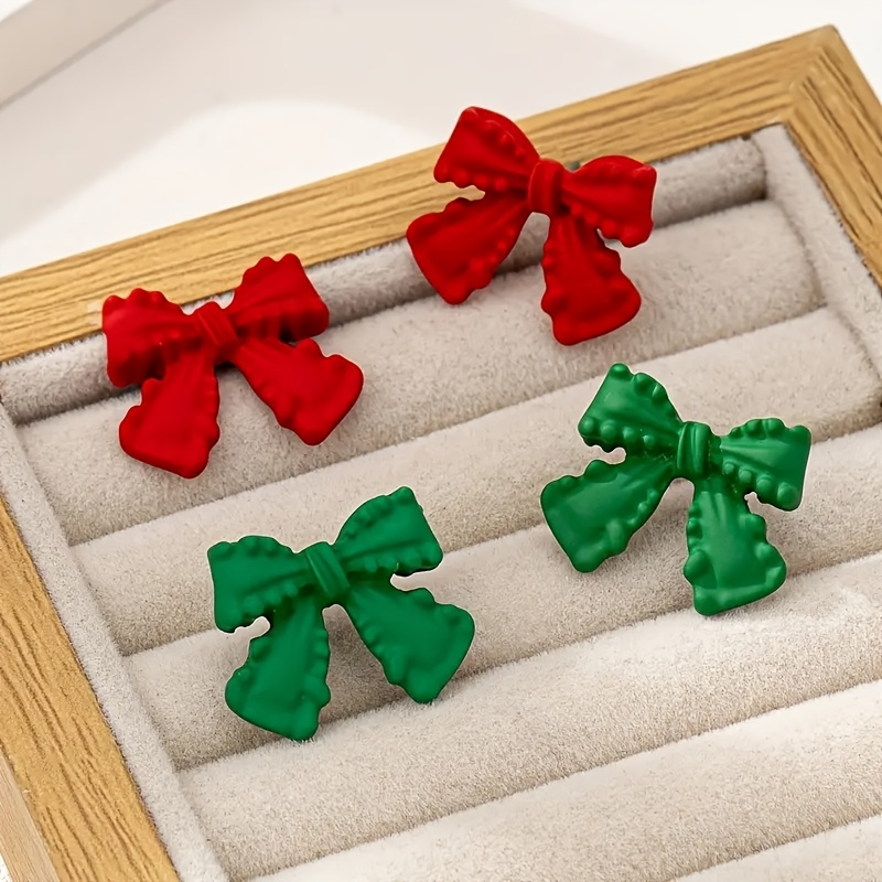 Bow Shaped Stud Earrings Vintage Style Party Accessories